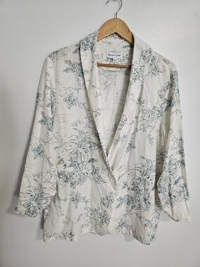gemma + Jane Floral Linen Lightweight Blazer Size XL Tropical
